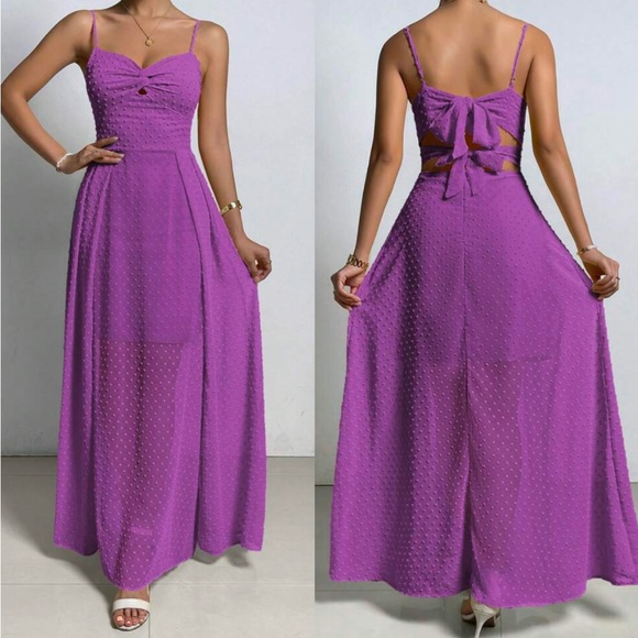 Boho Swiss dot twist front tie back cami dress - Picture 8 of 16